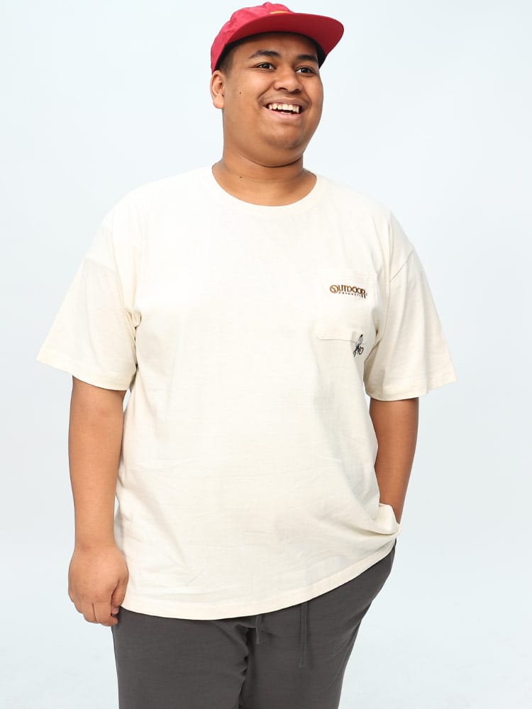 半袖 Tシャツ 天竺 ロゴ刺繍 ポケット付き クルーネック トップス 大きいサイズ メンズ
