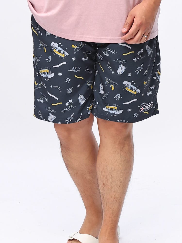 スイムショートパンツ 総柄 ポケット付き 布帛 ボトムス 水着 夏 プール ビーチ 大きいサイズ メンズ