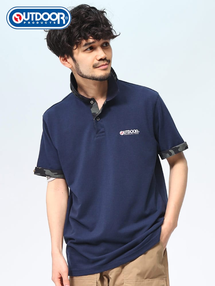 アウトドアプロダクツ ポロシャツ 鹿の子 衿ロゴ 半袖 メンズ OUTDOOR PRODUCTS トップス ゴルフ ベーシック スポーティー