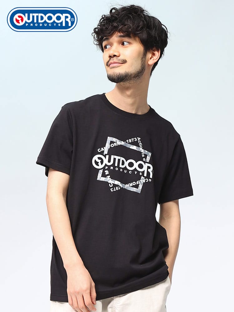 アウトドアプロダクツ Tシャツ ボックスロゴ クルーネック 半袖 メンズ OUTDOOR PRODUCTS トップス 夏服 ベーシック スポーティー