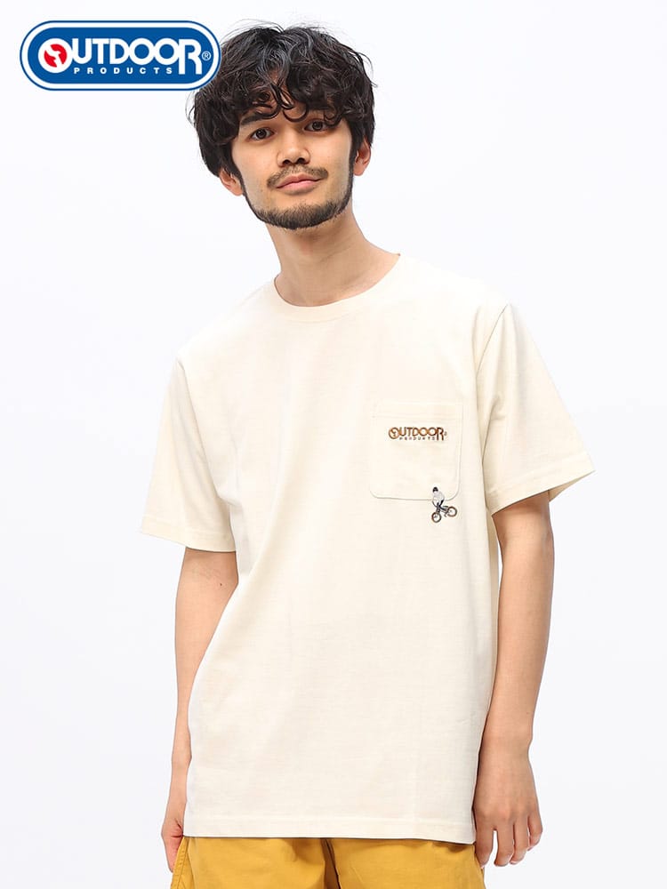 OUTDOOR PRODUCTS (アウトドアプロダクツ) 天竺 ポケット刺繍 クルーネック 半袖 Tシャツ C543YED12