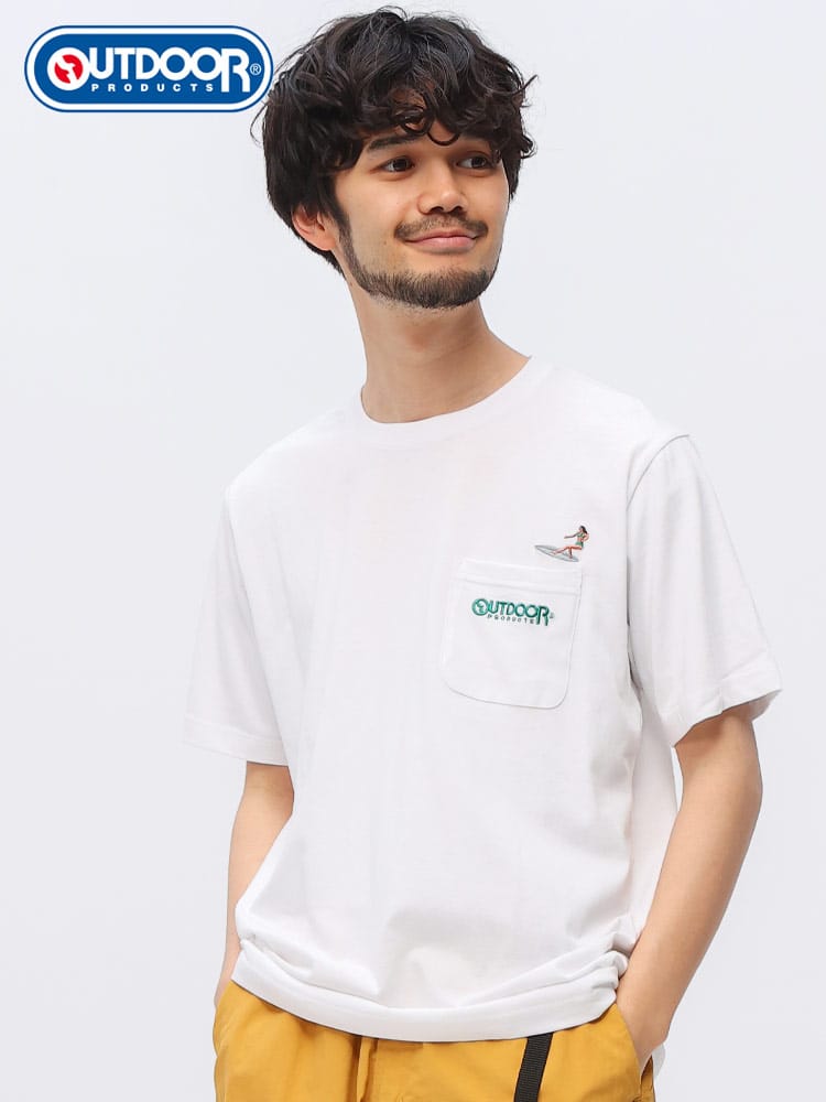 OUTDOOR PRODUCTS (アウトドアプロダクツ) 天竺 ポケット刺繍 クルーネック 半袖 Tシャツ C543YED12