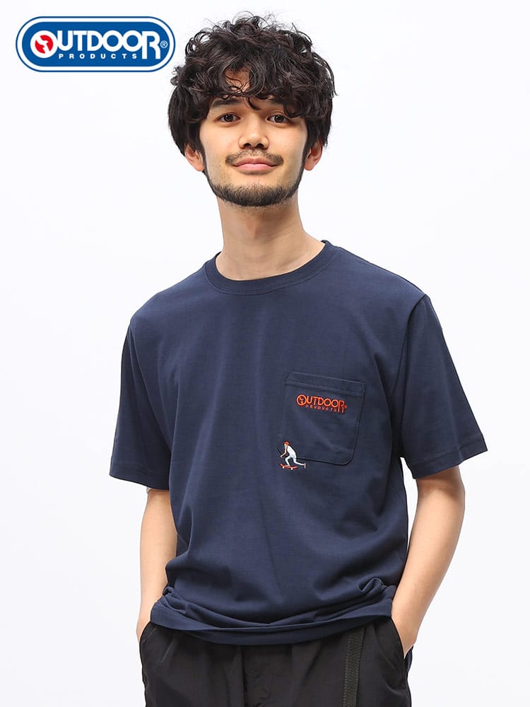 OUTDOOR PRODUCTS (アウトドアプロダクツ) 天竺 ポケット刺繍 クルーネック 半袖 Tシャツ C543YED12