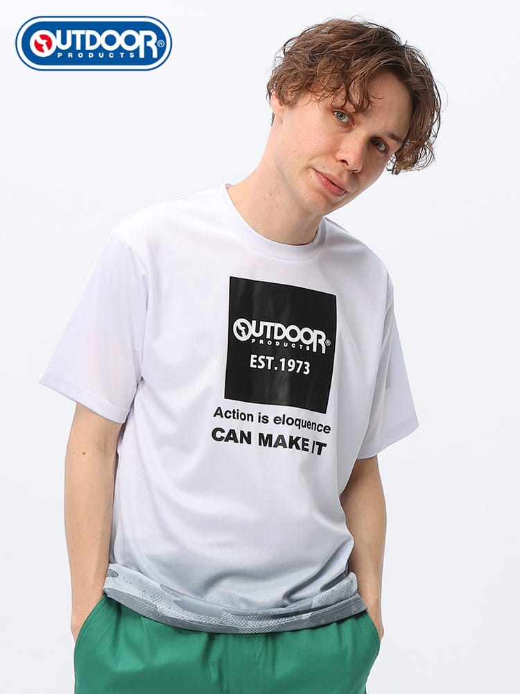 OUTDOOR PRODUCTS (アウトドアプロダクツ) ドライメッシュ グラデーション BOXプリント 半袖 Tシャツ C543SED12