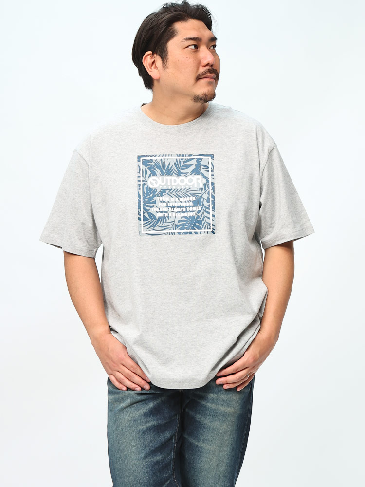 半袖 Tシャツ 天竺 ボタニカルBOX柄 クルーネック トップス クルー 