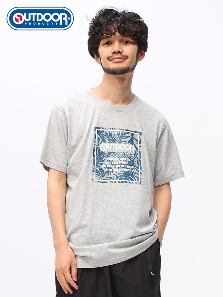 OUTDOOR PRODUCTS (アウトドアプロダクツ) 天竺 BOX柄プリント クルーネック 半袖 Tシャツ C543DED12