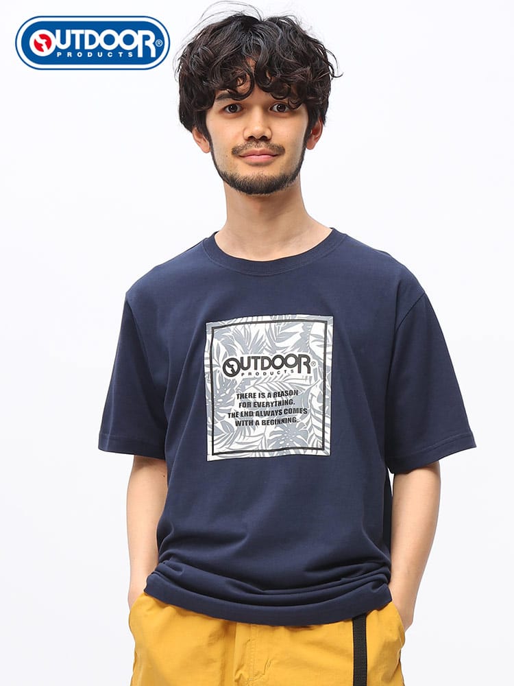 OUTDOOR PRODUCTS (アウトドアプロダクツ) 天竺 BOX柄プリント クルーネック 半袖 Tシャツ C543DED12