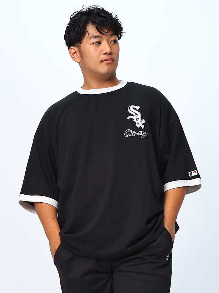 在庫処分 返品交換不可 半袖 Tシャツ 綿天竺 チームロゴ クルーネッ トップス クルー 大きいサイズ メンズ