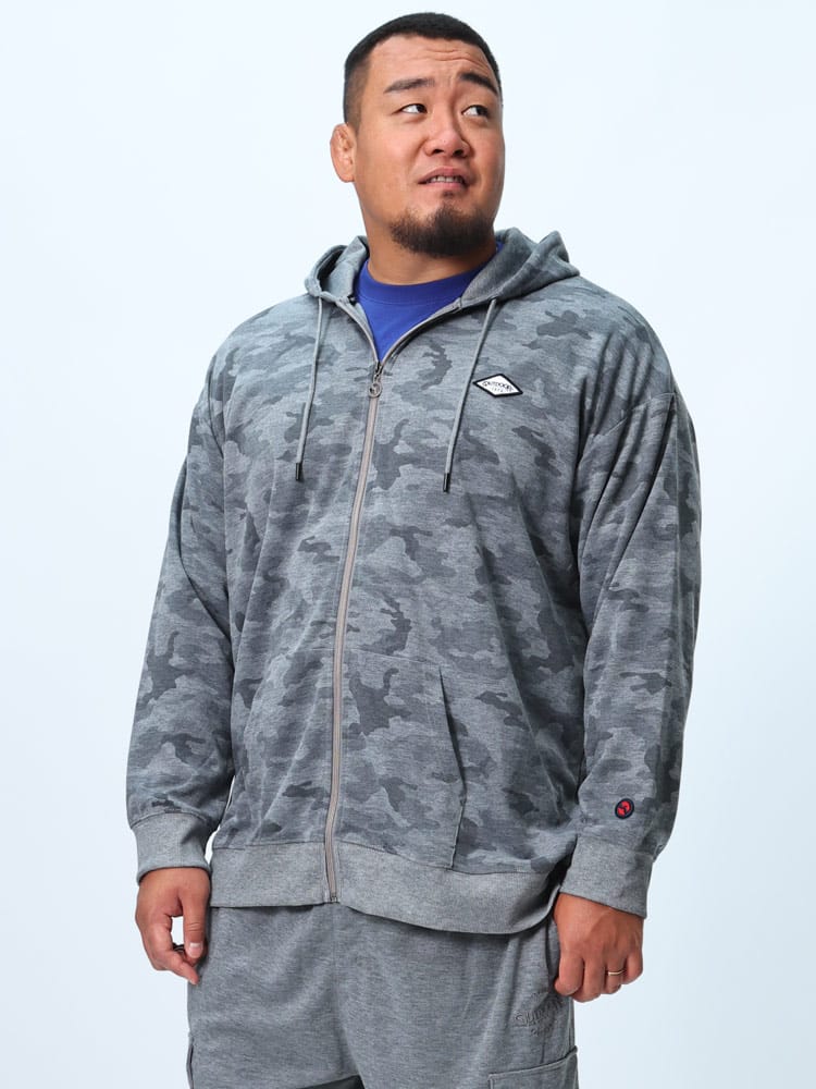 ジップパーカー コットンタッチ ダンボール生地 迷彩柄 トップス パーカー 長袖 大きいサイズ メンズ