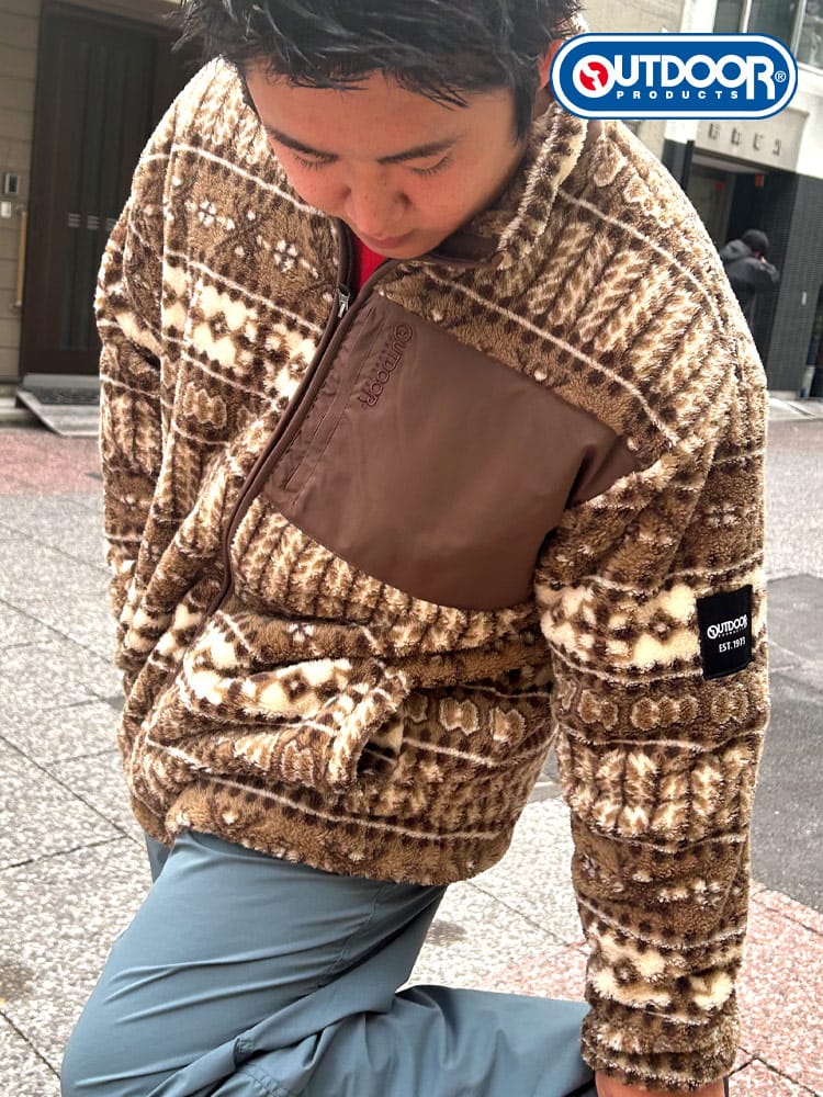 ボアフリース 裏メッシュ 総柄 フルジップ スタンドジャケット アウター ブルゾン 秋冬 防寒 大きいサイズ メンズ