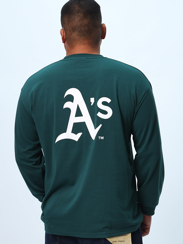 長袖Tシャツ MLB　チームロゴ バックBIGプリント クルーネック トップス 大きいサイズ メンズ