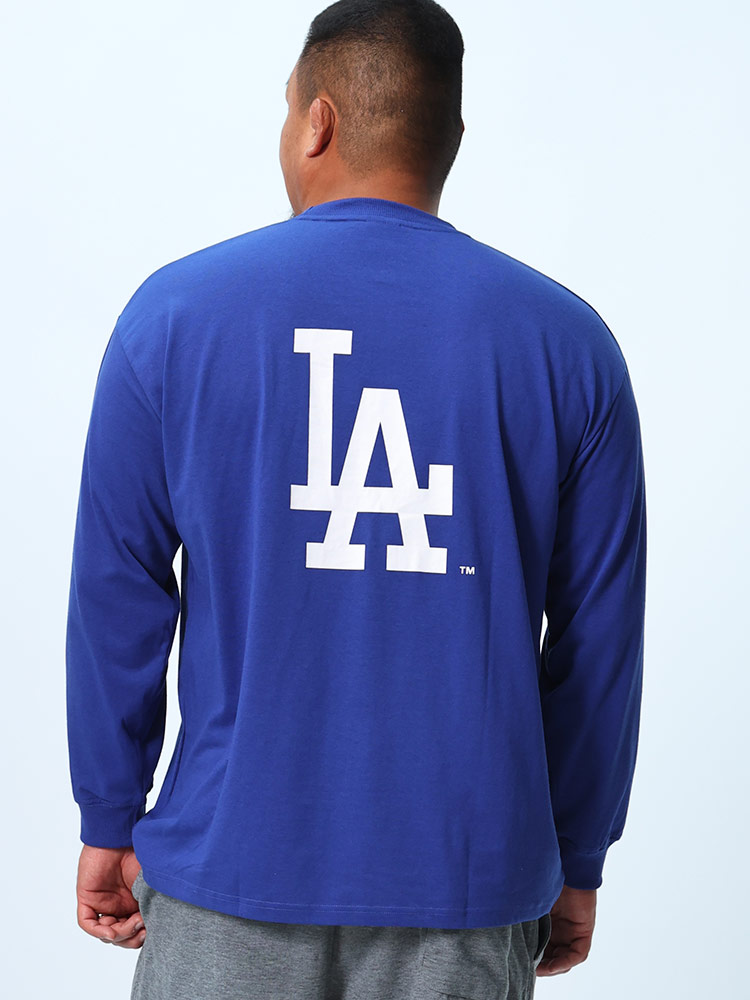 長袖Tシャツ MLB　チームロゴ バックBIGプリント クルーネック トップス 大きいサイズ メンズ