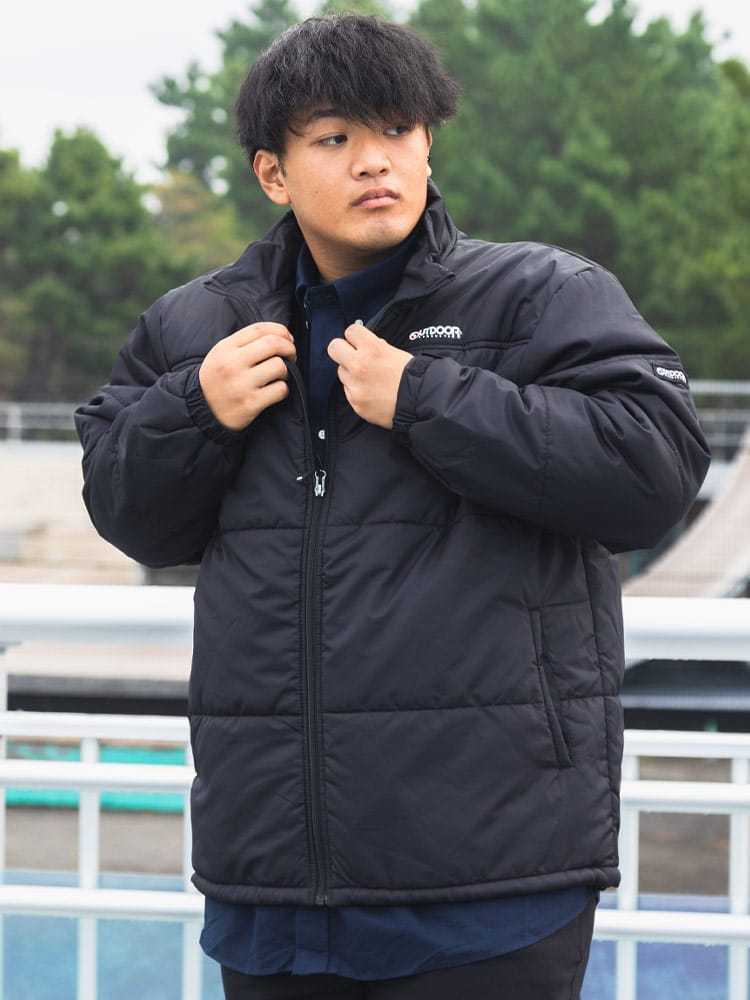 中綿ジャケット 無地＆柄 スタンドカラー フルジップ アウター ブルゾン 防寒 秋冬 大きいサイズ メンズ