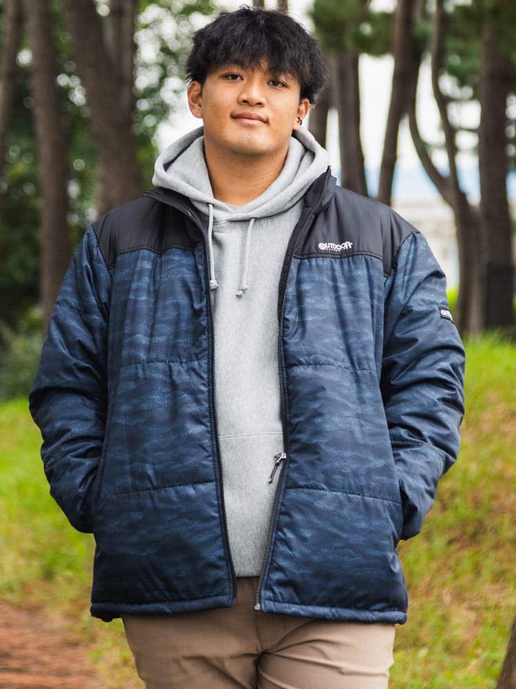 中綿ジャケット 無地＆柄 スタンドカラー フルジップ アウター ブルゾン 防寒 秋冬 大きいサイズ メンズ