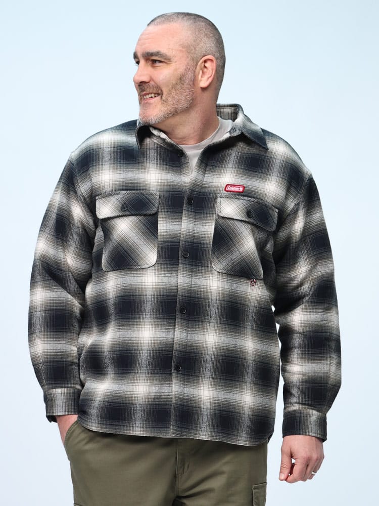 長袖 シャツ 裏キルト 起毛チェック トップス アウター チェックシャツ 大きいサイズ メンズ