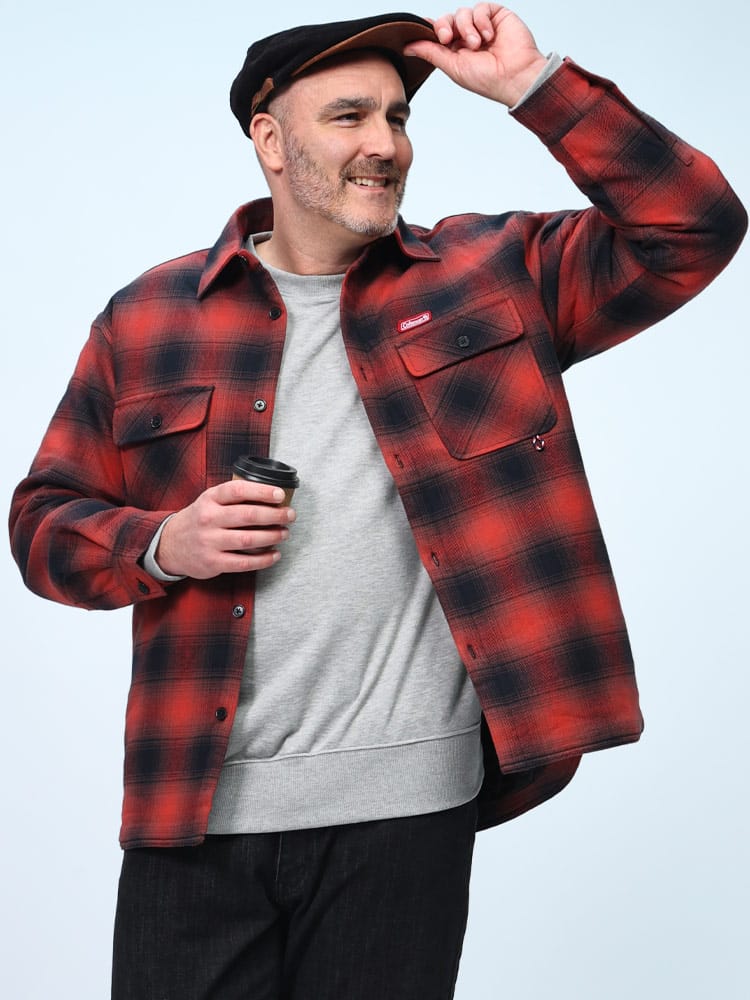 長袖 シャツ 裏キルト 起毛チェック トップス アウター チェックシャツ 大きいサイズ メンズ