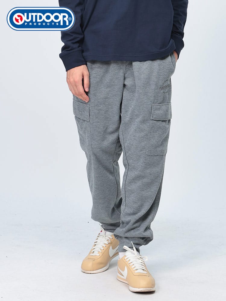 OUTDOOR PRODUCTS (アウトドアプロダクツ) ロゴ刺繍 無地 カーゴ スウェットパンツ C4451E