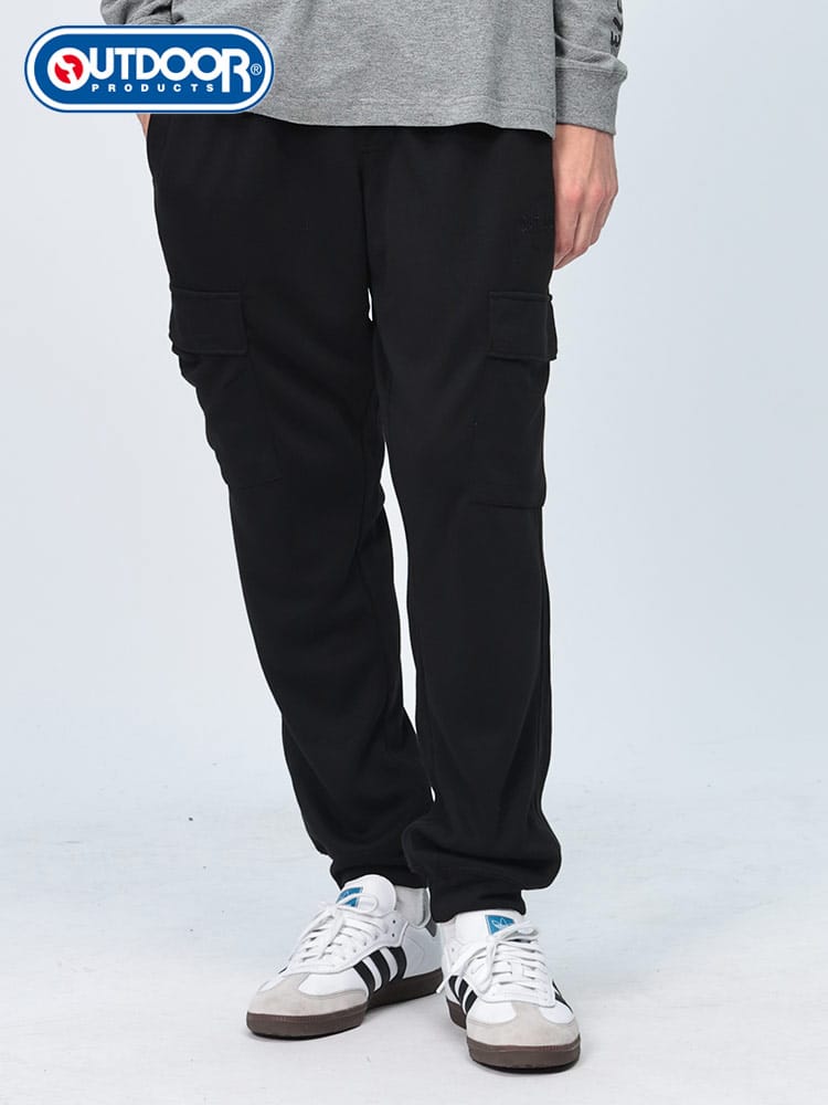 OUTDOOR PRODUCTS (アウトドアプロダクツ) ロゴ刺繍 無地 カーゴ スウェットパンツ C4451E