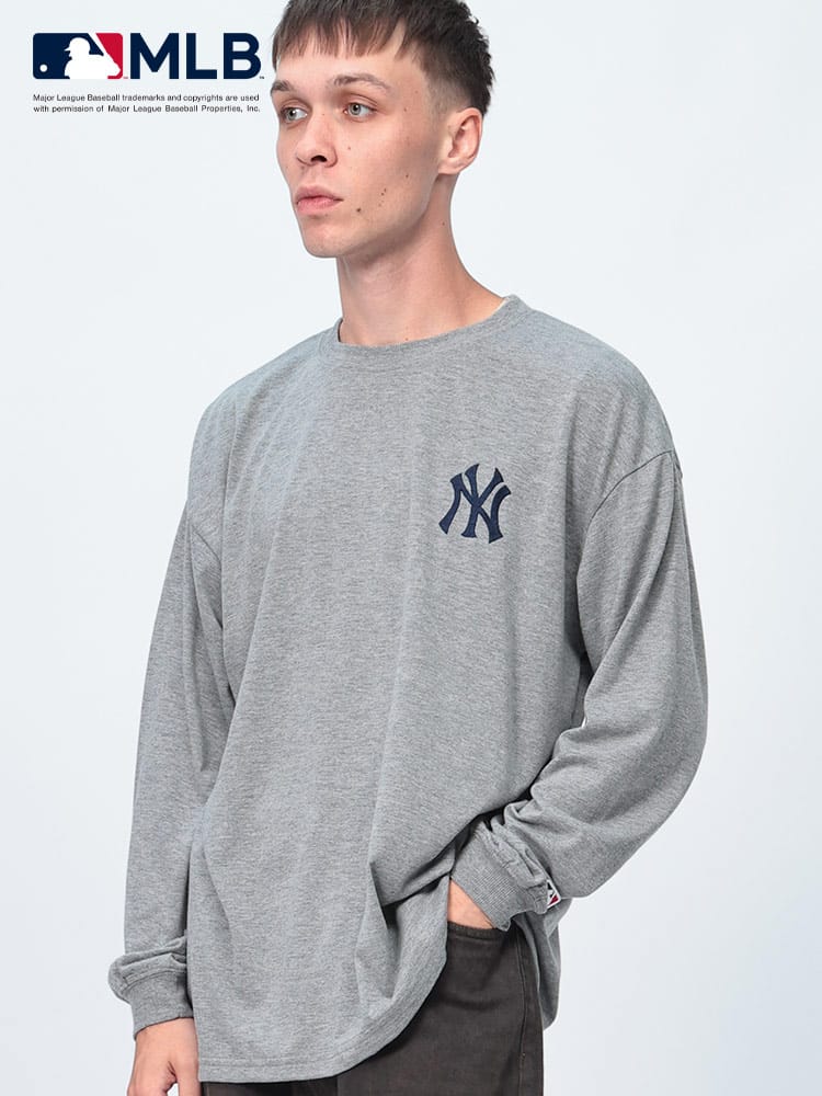 MLB (メジャーリーグベースボール) 天竺 背面BIGプリント クルーネック 長袖 Tシャツ CM5451