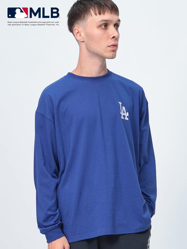 MLB (メジャーリーグベースボール) 天竺 背面BIGプリント クルーネック 長袖 Tシャツ CM5451