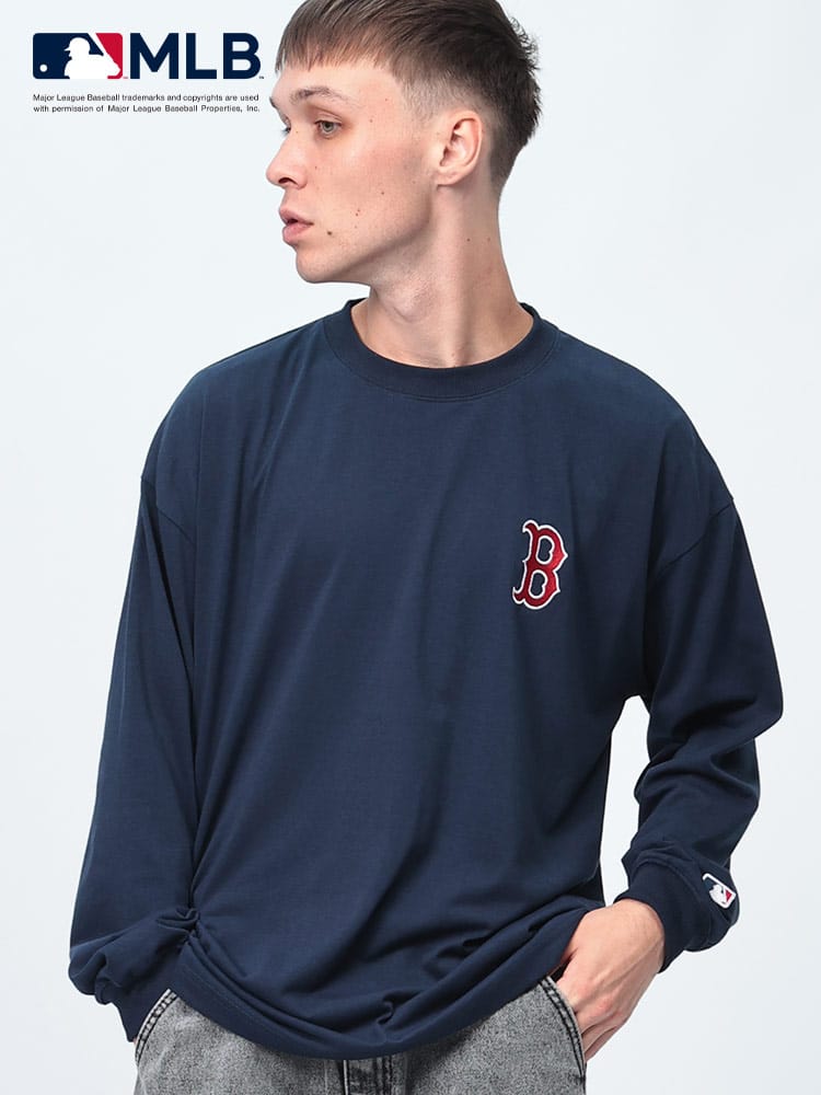 MLB (メジャーリーグベースボール) 天竺 背面BIGプリント クルーネック 長袖 Tシャツ CM5451