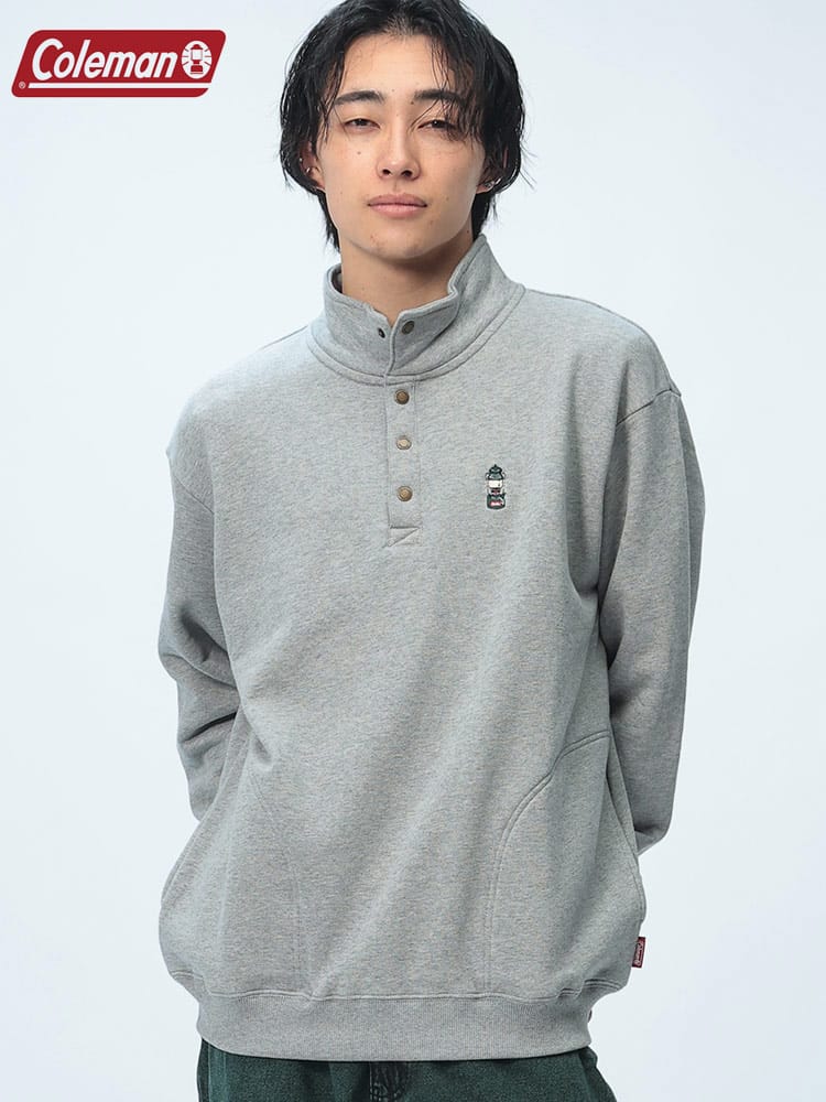 Coleman (コールマン) 裏起毛 ポケット付き ハーフボタン トレーナー X6454A