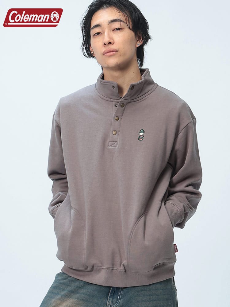 Coleman (コールマン) 裏起毛 ポケット付き ハーフボタン トレーナー X6454A