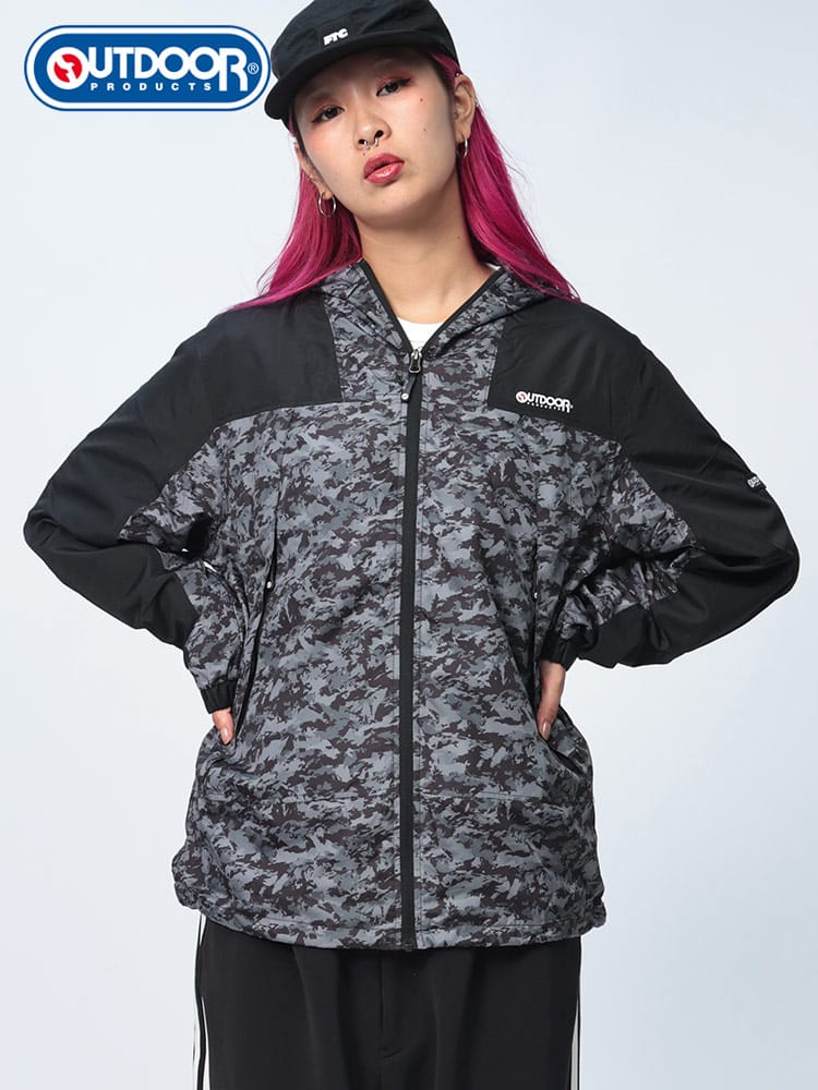 OUTDOOR PRODUCTS  (アウトドアプロダクツ) デュスポ 裏メッシュ 迷彩柄 フルジップ パーカー C1451E