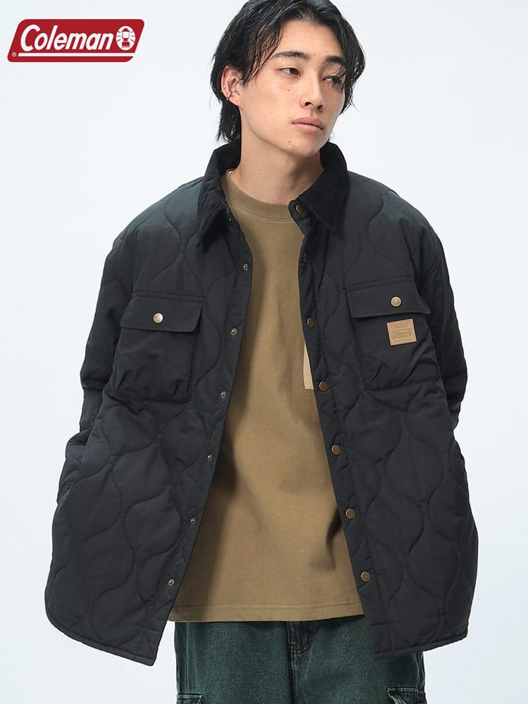 Coleman (コールマン) ナイロン キルト 衿切替 シャツジャケット 