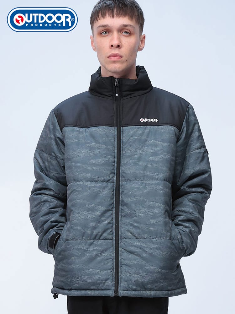 OUTDOOR PRODUCTS (アウトドアプロダクツ) 切り替え プリント フルジップ 中綿 ジャケット C1461E