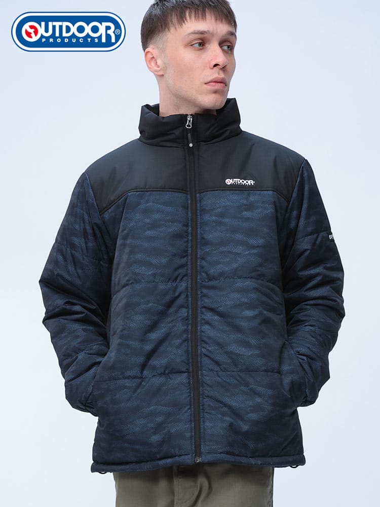 OUTDOOR PRODUCTS (アウトドアプロダクツ) 切り替え プリント フルジップ 中綿 ジャケット C1461E