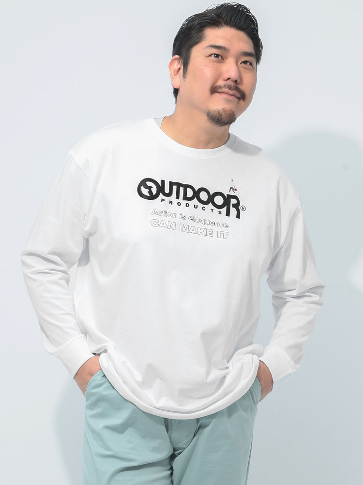 長袖 Tシャツ 天竺 ロゴプリント クルーネック トップス ロンT コットン 綿100％ 大きいサイズ メンズ