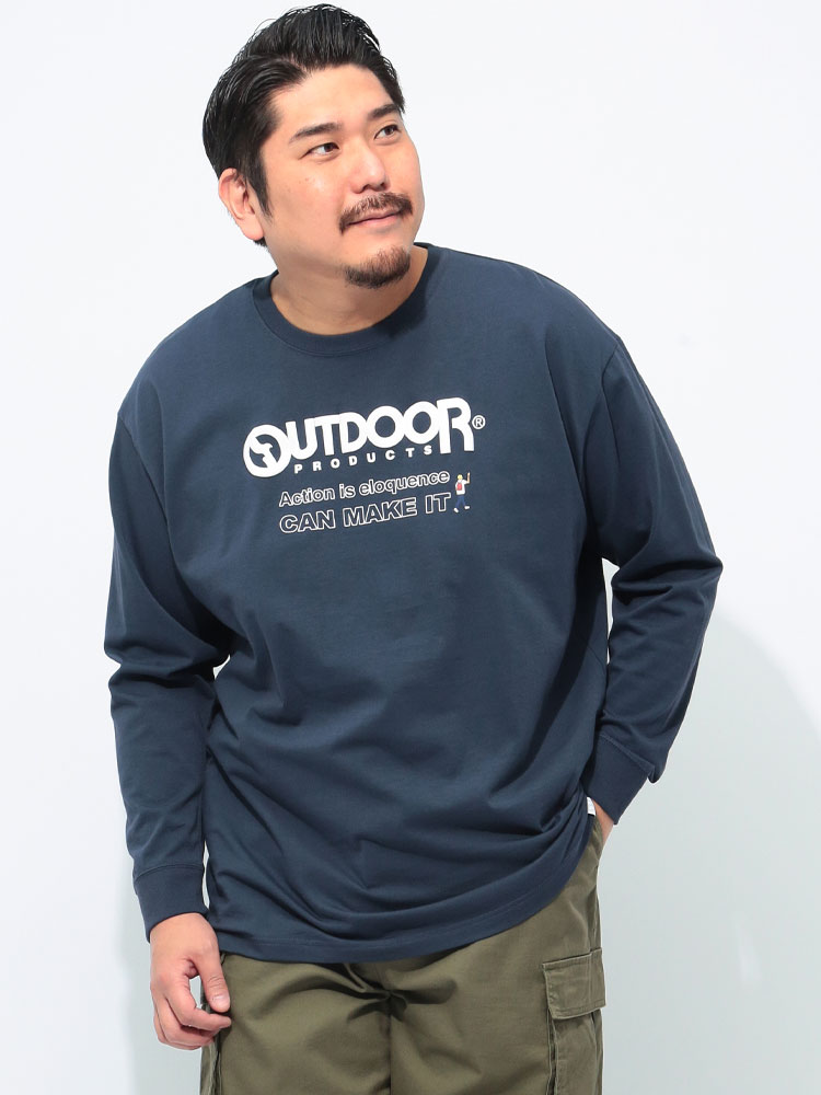 長袖 Tシャツ 天竺 ロゴプリント クルーネック トップス ロンT コットン 綿100％ 大きいサイズ メンズ