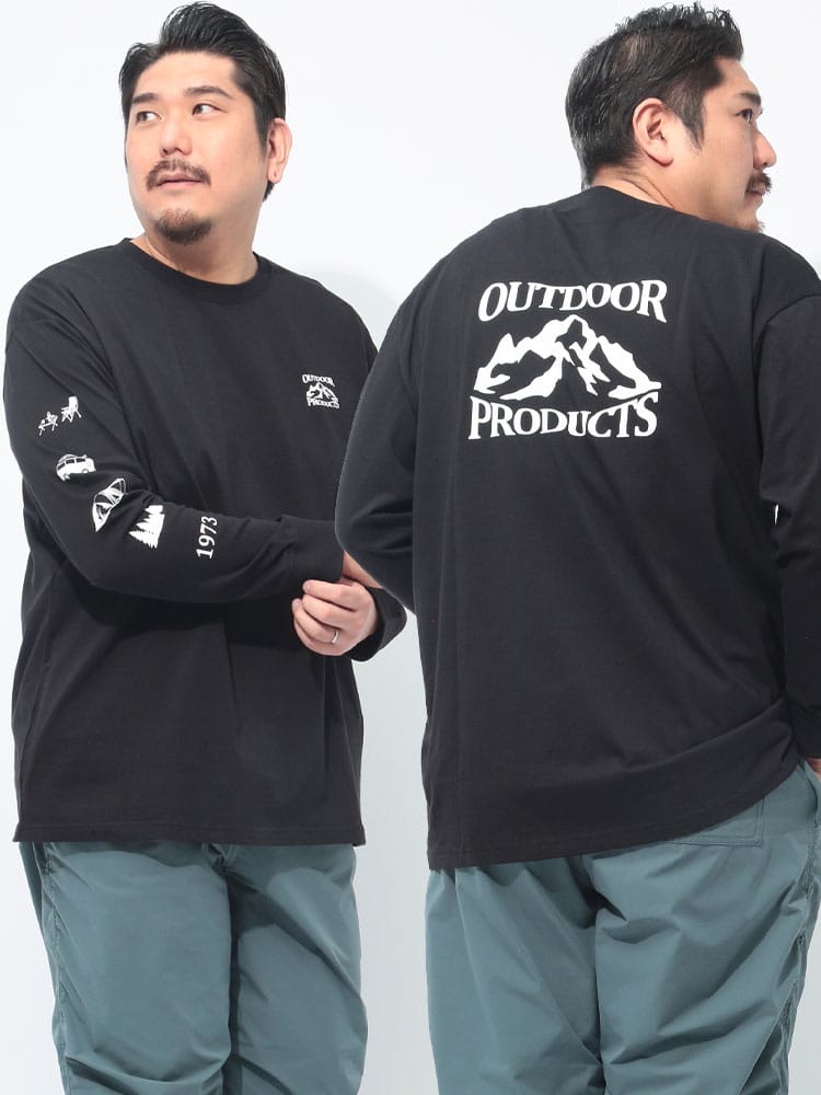 長袖 Tシャツ 天竺 バックプリント クルーネック トップス ロンT コットン 綿100％ プリント 大きいサイズ メンズ