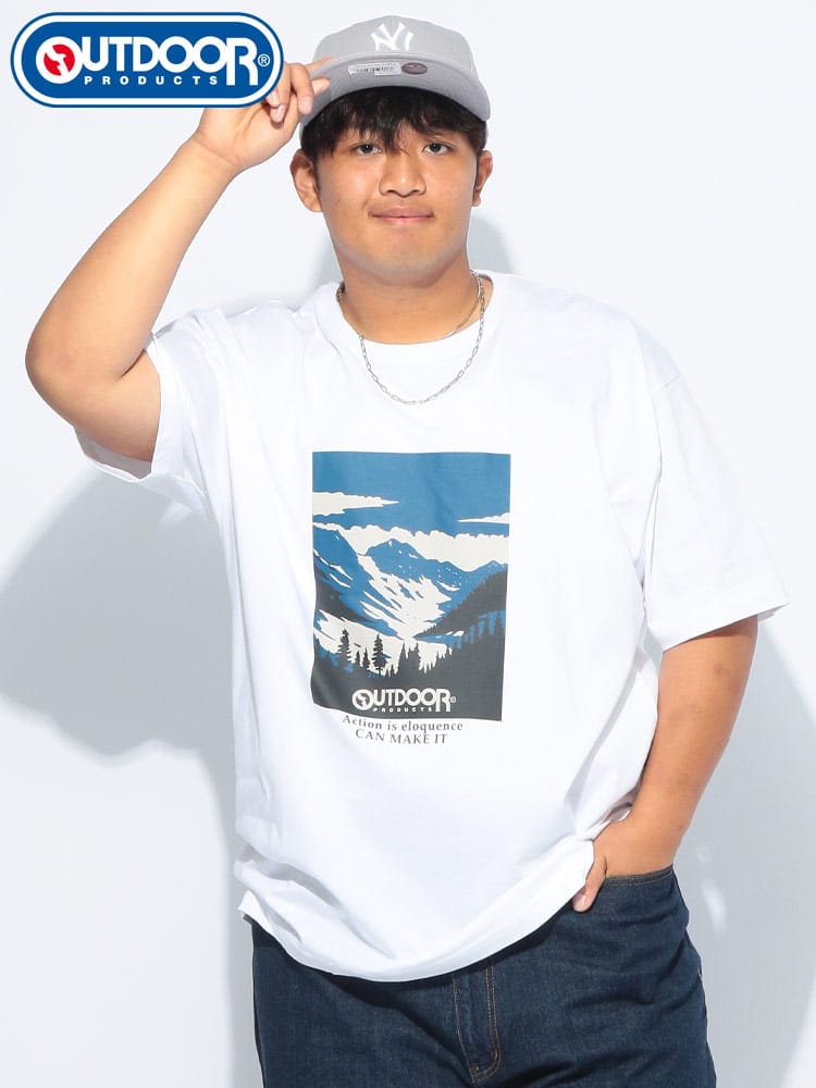 OUTDOOR PRODUCTS (アウトドアプロダクツ) 山プリント クルーネック 半袖 Tシャツ