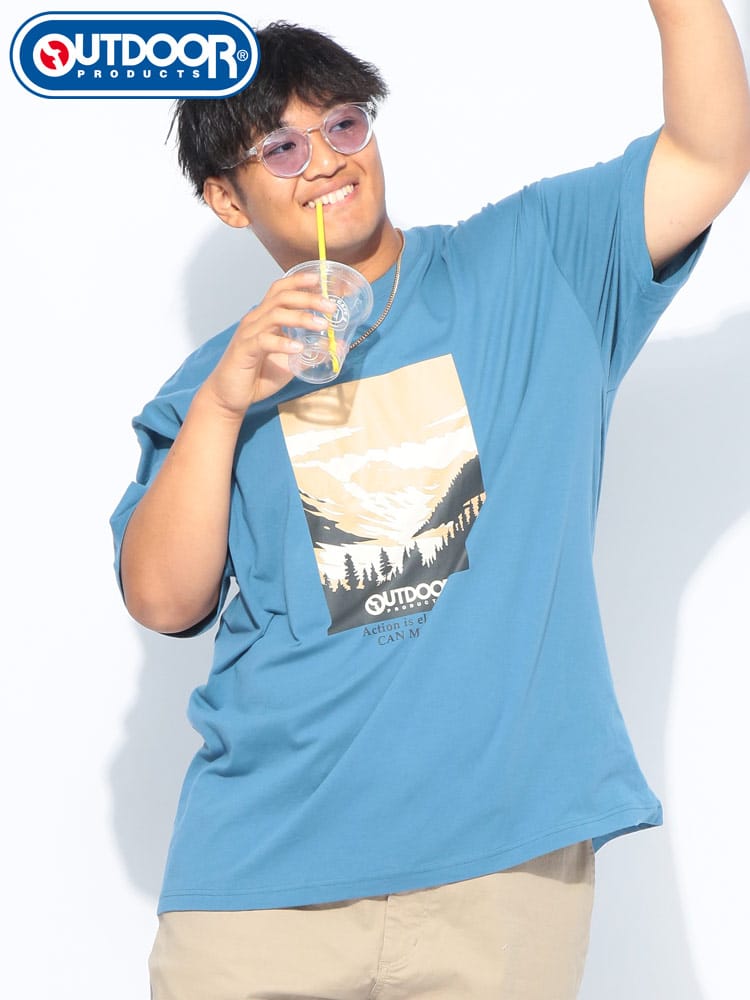 OUTDOOR PRODUCTS (アウトドアプロダクツ) 山プリント クルーネック 半袖 Tシャツ