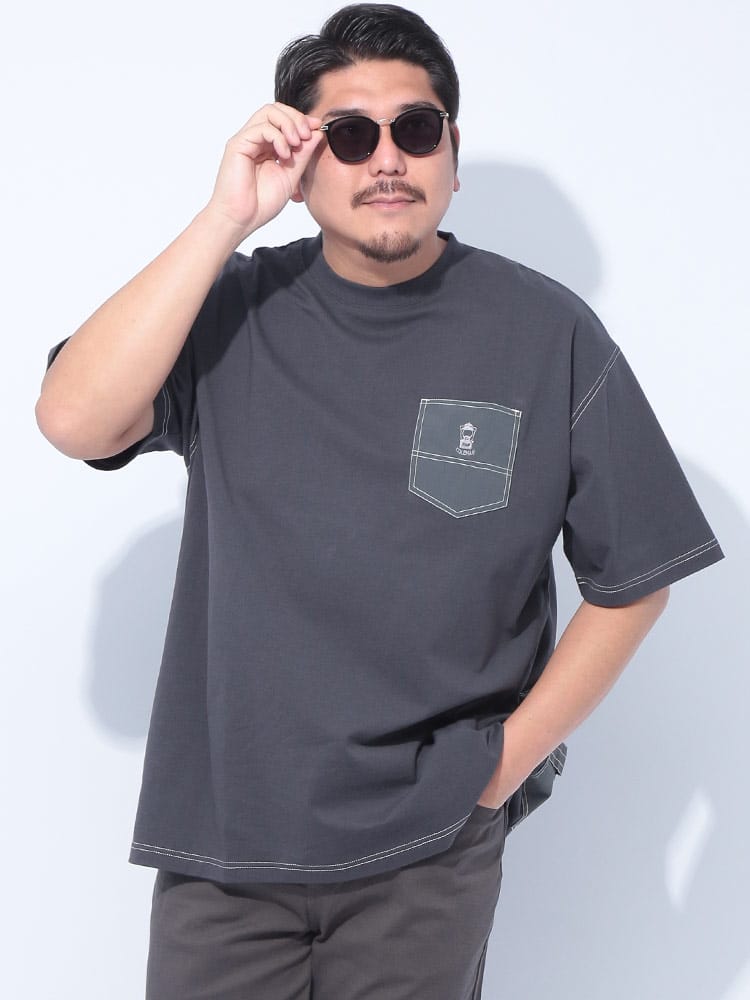 【WEB限定価格】半袖 Tシャツ USAコットン ペインターステッチ ダブルポケット クルーネック トップス Tシャツ ポケT アウトドア レジャー キャンプ 大きいサイズ メンズ