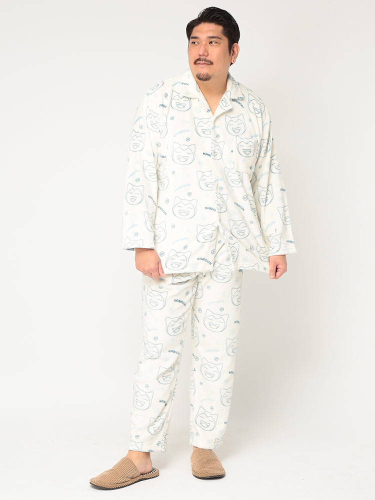 POKEMON ポケモン ルームウェア 上下セット カビゴン総柄 フリース 前