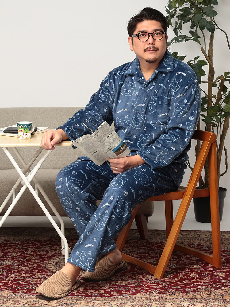 POKEMON ポケモン ルームウェア 上下セット カビゴン総柄 フリース 前