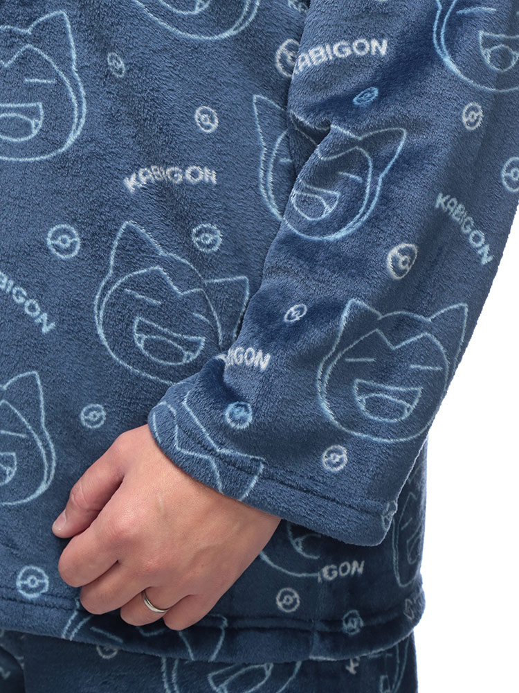 POKEMON ポケモン ルームウェア 上下セット カビゴン総柄 フリース 前