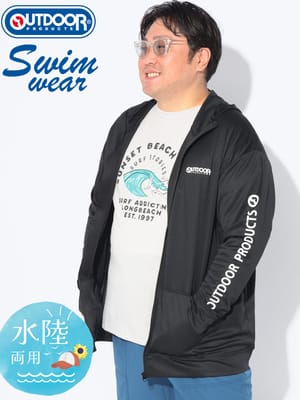 ラッシュガード 長袖 メンズ 大きいサイズ 水陸両用 DRYメッシュ 袖ロゴプリント ジップアップ ラッシュパーカー トップス ジップパーカー 水着 アウトドア スポーツ プール 海 川 日よけ 紫外線対策 春 夏