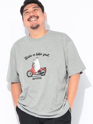 Tシャツ 半袖 メンズ 大きいサイズ コットン100％ バイクベアープリント クルーネック カットソー トップス コットン クルー プリント 春 夏