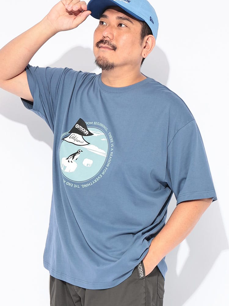 Tシャツ 半袖 メンズ 大きいサイズ  綿天竺 ペンギンプリント クルーネック カットソー トップス コットン クルー プリント 春 夏