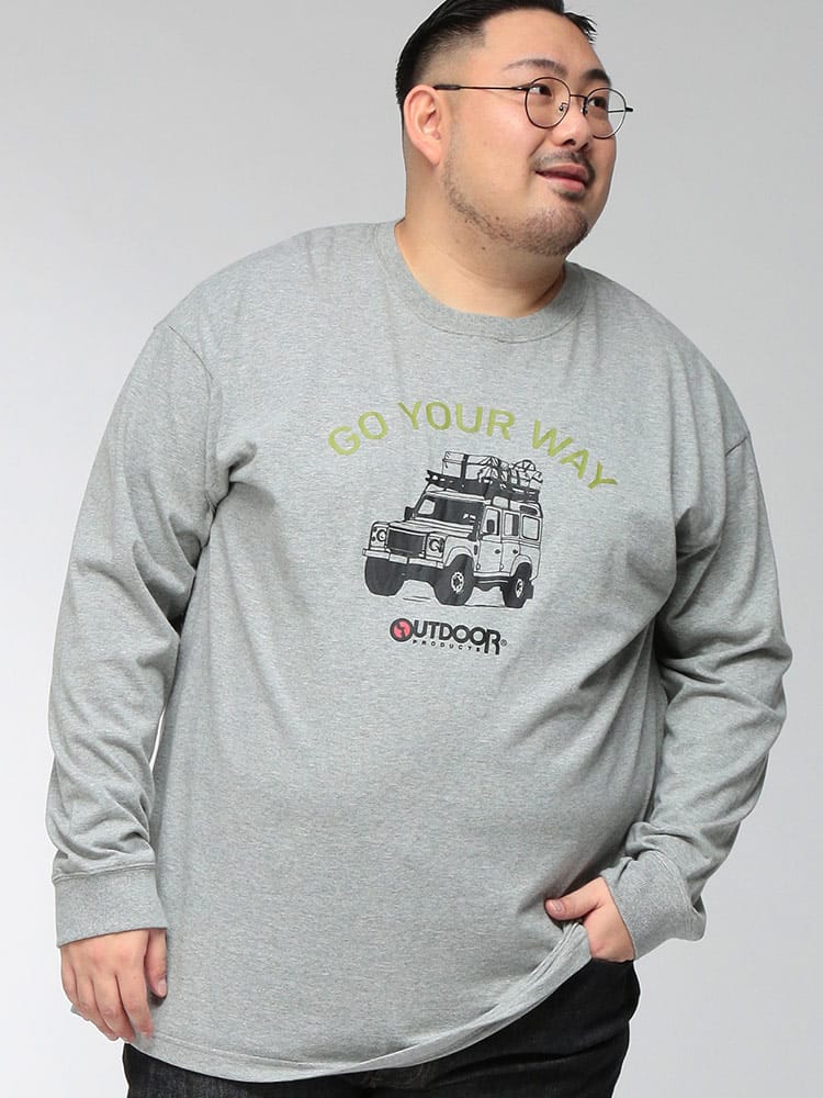 Tシャツ 長袖 メンズ 大きいサイズ 天竺 車プリント クルーネック ロングスリーブ カットソー トップス ロンT プリント 丸首 秋 冬 春