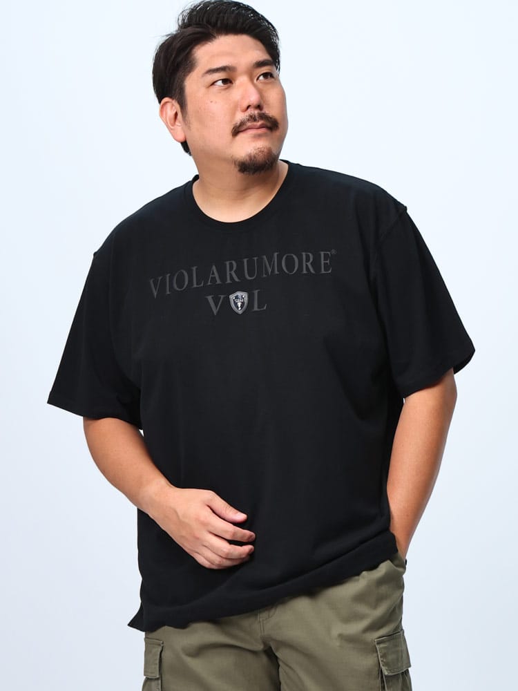 在庫処分 返品交換不可 半袖 Ｔシャツ ストレッチ フロッキー＆ラメ オーバーステッチ トップス Tシャツ 半袖 クルー 大きいサイズ メンズ