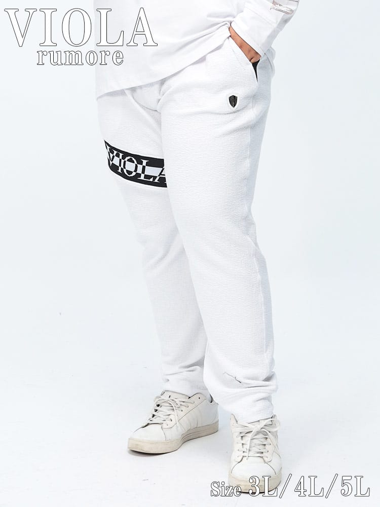 ジャージ イージーパンツ 切替ジャガード ロゴ ウエストゴム ボトムス ロングパンツ ストレッチ  大きいサイズ メンズ