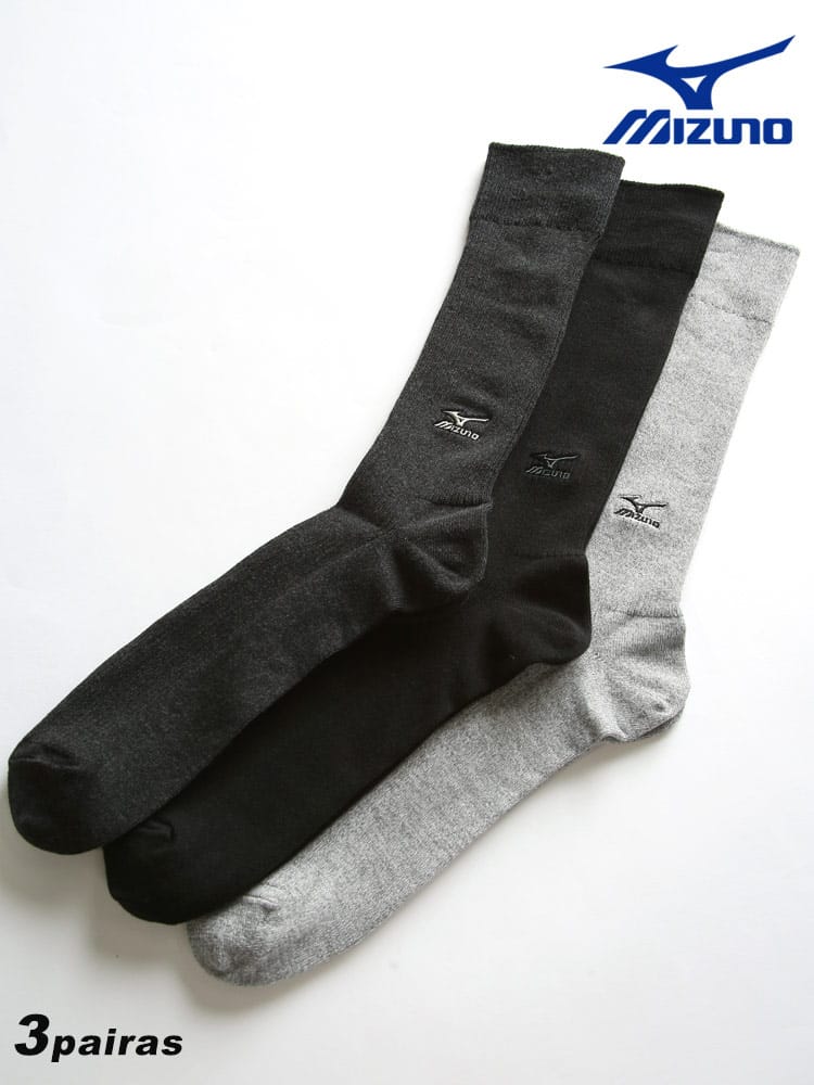 大きいサイズ メンズ MIZUNO (ミズノ) 消臭 リブ クルーソックス 靴下 3足セット 28-30cm