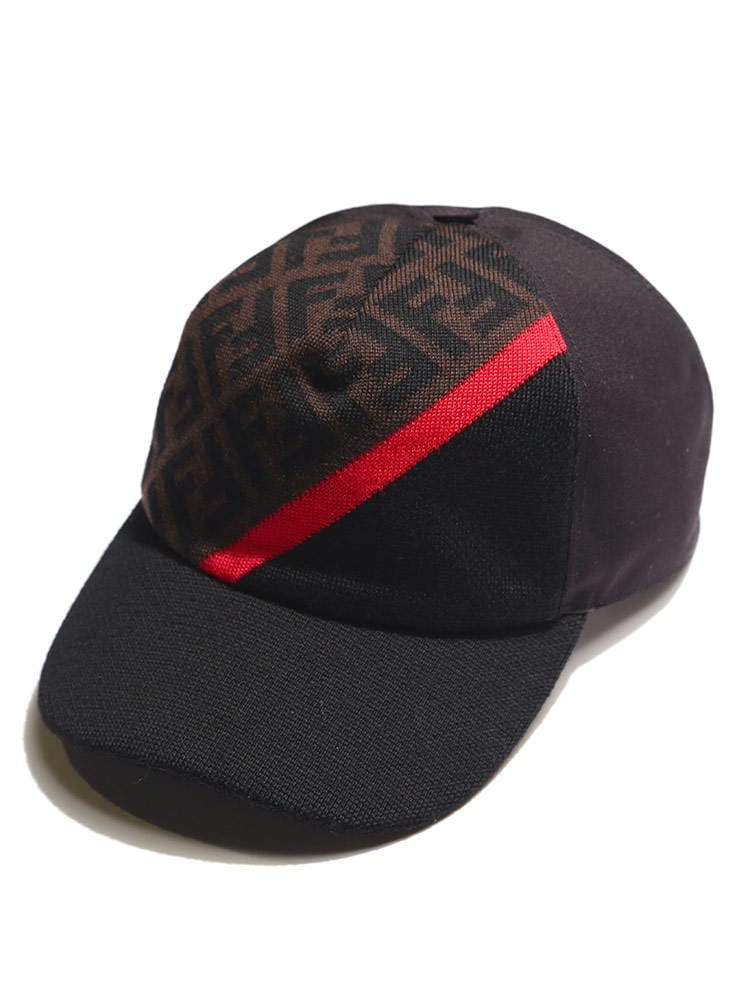 FENDI (フェンディ) FFロゴ ライン ニット切り替え キャップ DIAGONAL FF FDFXQ768AEVF ブランド