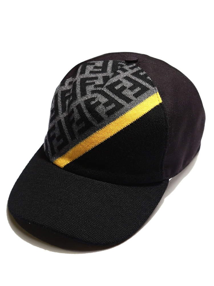 FENDI (フェンディ) FFロゴ ライン ニット切り替え キャップ DIAGONAL FF FDFXQ768AEVF ブランド