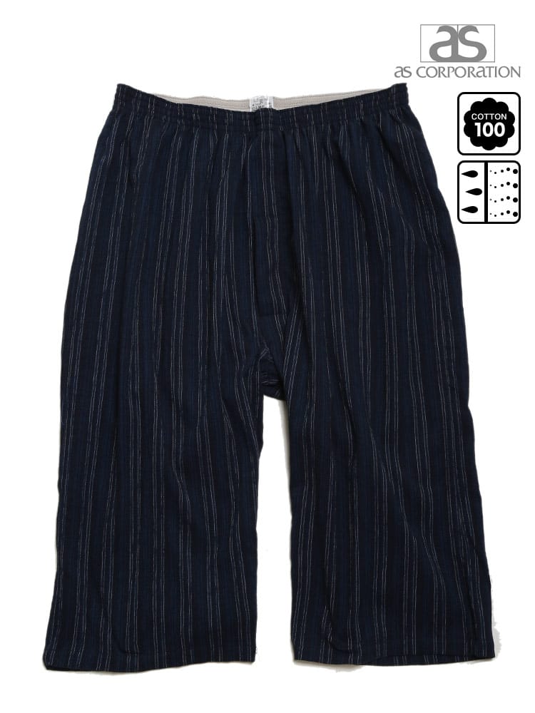 大きいサイズ メンズ as corporation (アズコーポレーション) 綿100％ ストレッチ ドライ 細ストライプ ステテコ 3L 4L